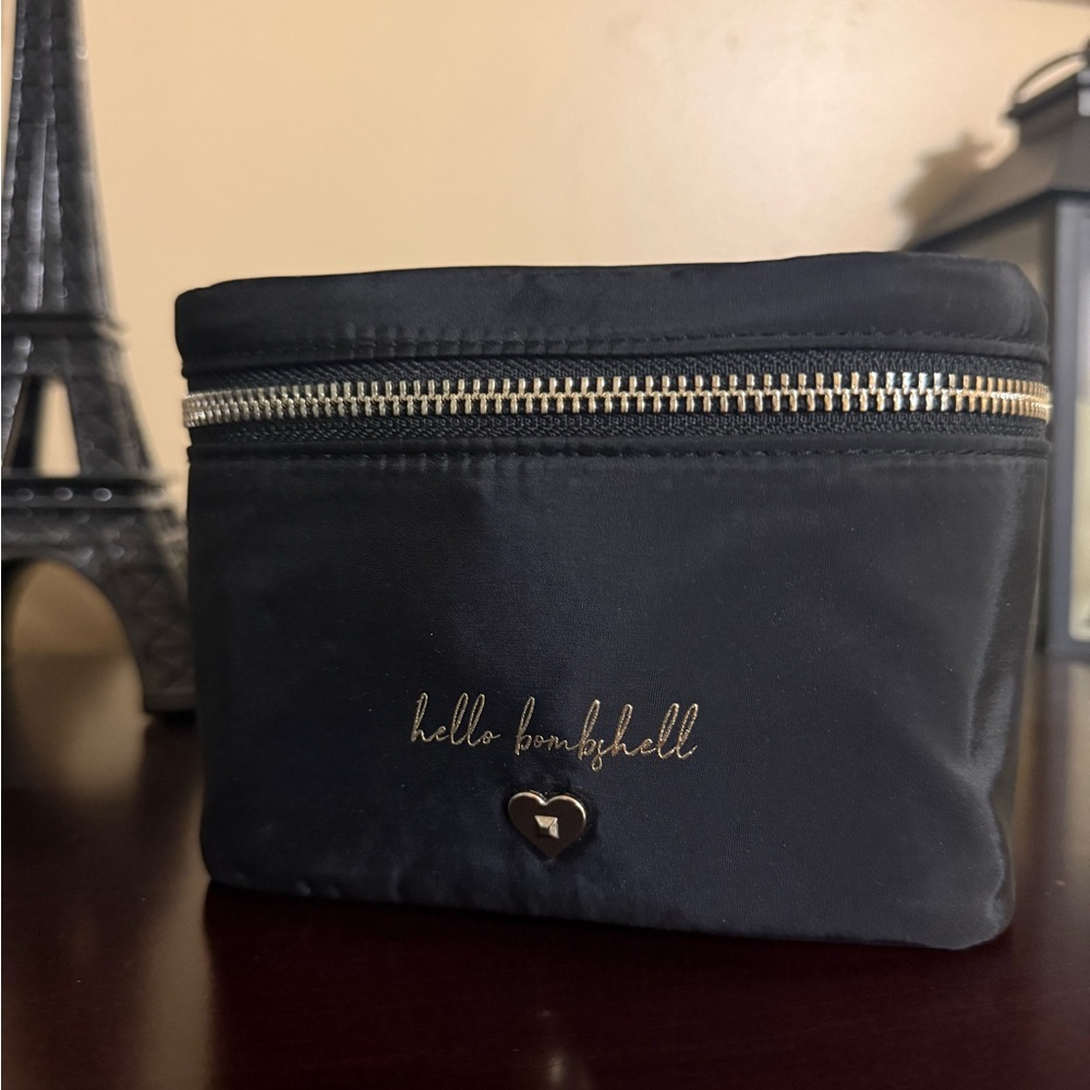 Victoria's Secret Black Makeup Pouch with Gold Accents